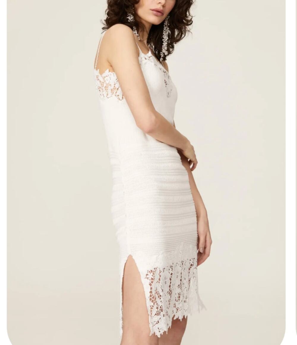 Thakoon White Lace Mini Slip Dress XS Knit Cocktail Coquette Party Designer $360